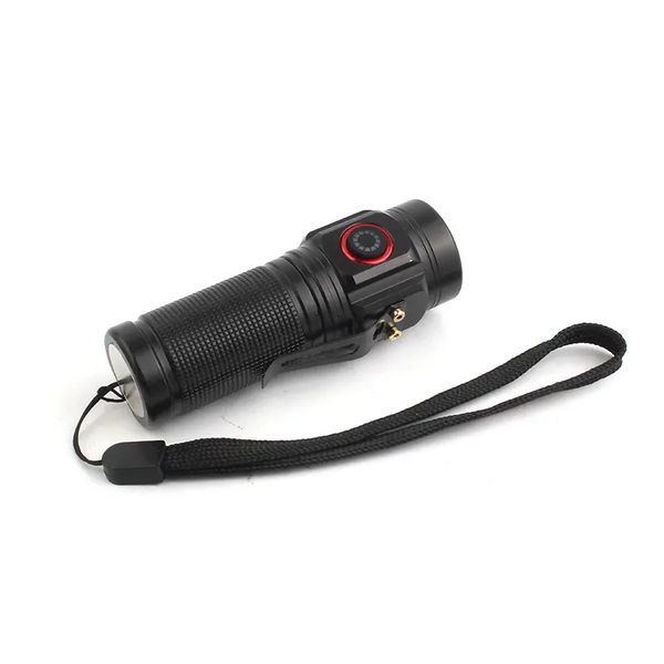 Mini Rechargeable LED Flashlight with Belt Clip &amp; Rear Magnett