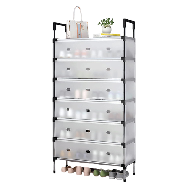 7 Tier Plastic, Metal Shoe Racks Large Capacity Dustproof Shoe Rack