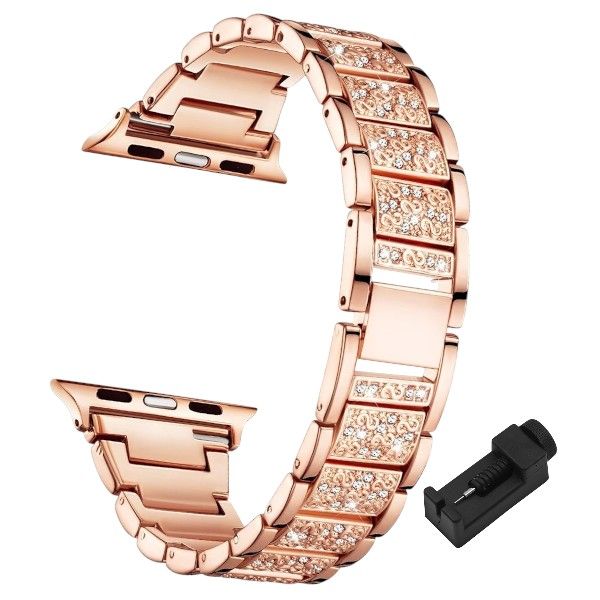 Luxury Rhinestone Watch Band with Link Remover - Rose Gold