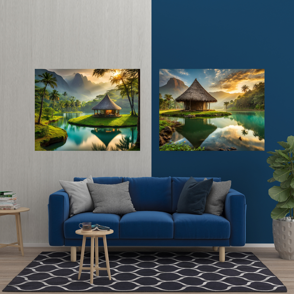 Rootedart Canvas Home Decor Wall Art - African Hut