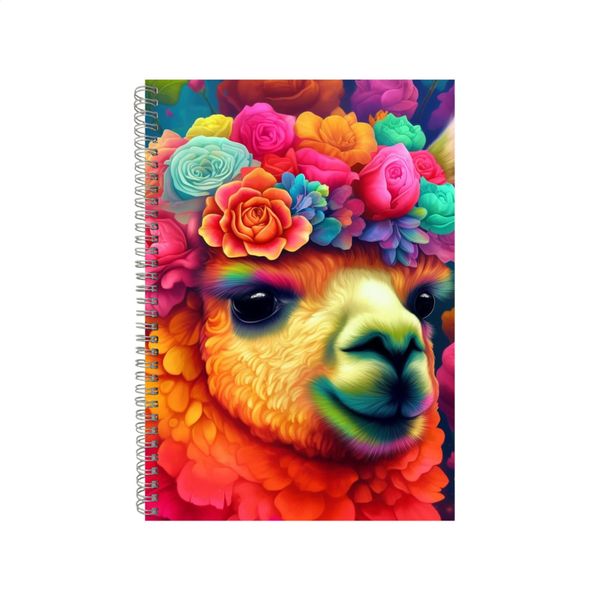 Crown Colorful Roses Alpaca Neon Notebook Gift Idea A4 Notepad Pad 73