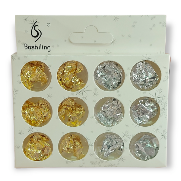 Nail Art - Silver &amp; Gold Foil Set - 12 piece