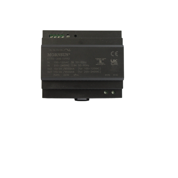 LI150-20B15PR2 15V 9.5A DIN Rail Plastic Case SMPS with 4kVAC Isolation