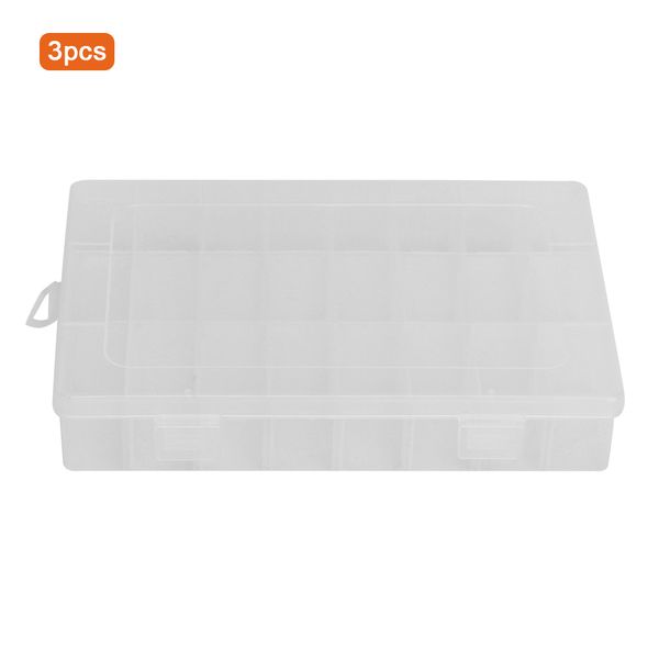 3 Pieces Transparent 24-Compartment Tackle Box Set