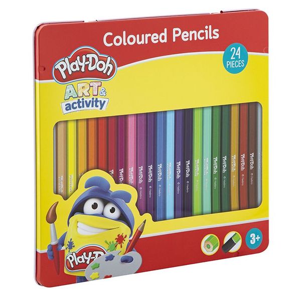 Playdoh 24 Coloured Pencils In Tin