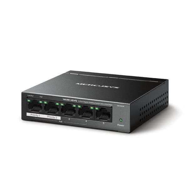 TP-Link Mercusys MS105GP 5-Port Gigabit Desktop Switch with 4-Port PoE+