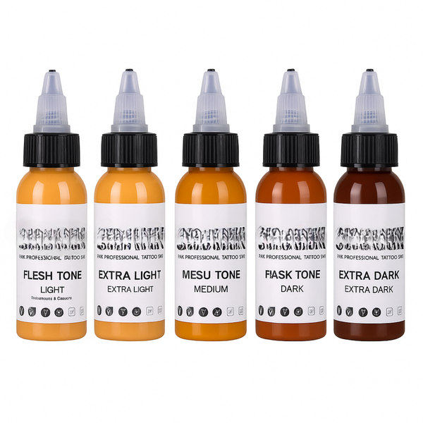 Skin Color Tattoo Set - 5 x 30ml Realistic Skin Tone Inks