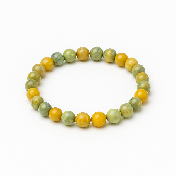 Yellow &amp; Green Beaded Stretch Bracelet