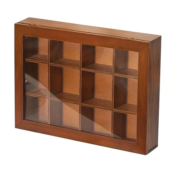 Toy Wooden Vintage Style Mini Cabinet With 12 Slots -31.6cm