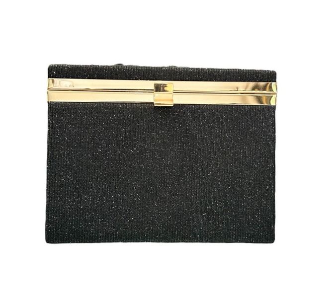 Stylish Glitter Clutch Purse with Gold Chain Strap - Silver