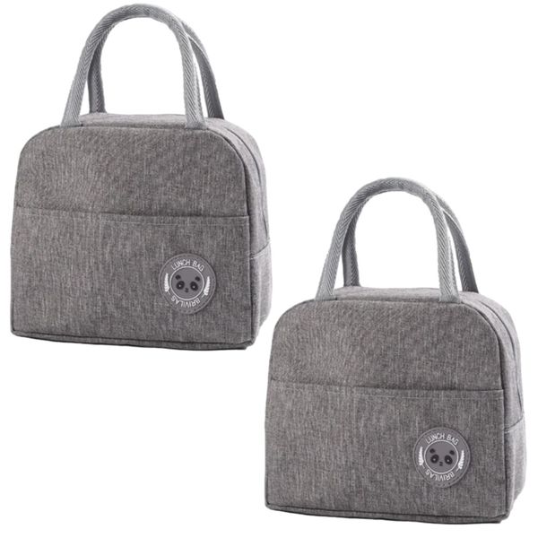 Insulated Lunch Cooler Bag Leakproof Thermal 2 Piece Grey/Black