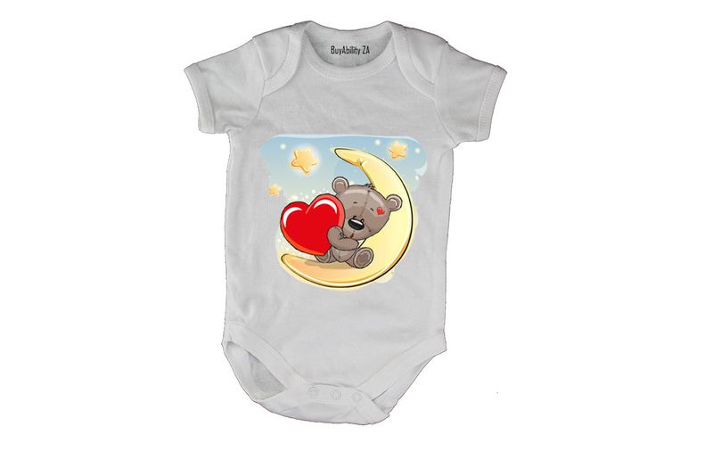 Night Time Valentine Teddy - Short Sleeve - Baby Grow