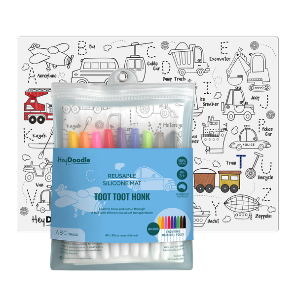 HeyDoodle Toot Toot Honk Classic Colouring &amp; Doodle Mat