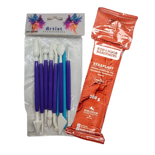 Koh-I-Noor 300g Terracotta Modelling Clay and Clay Tools Set