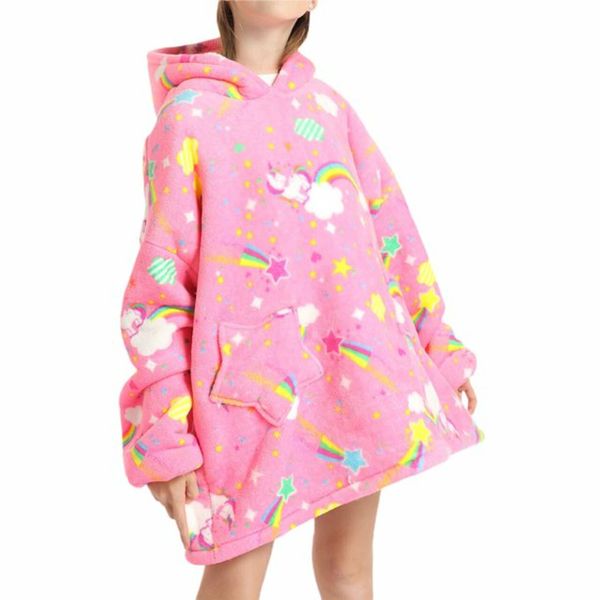 Glow in the Dark Oversized Hooded Blanket- Rainbow Stars