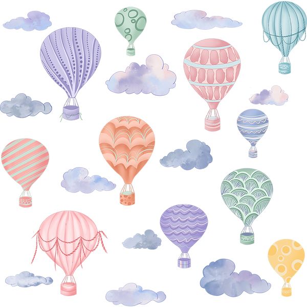 Hot Air Balloon and Cloud Kids/Baby Room Wall Art-Sticker-Decor