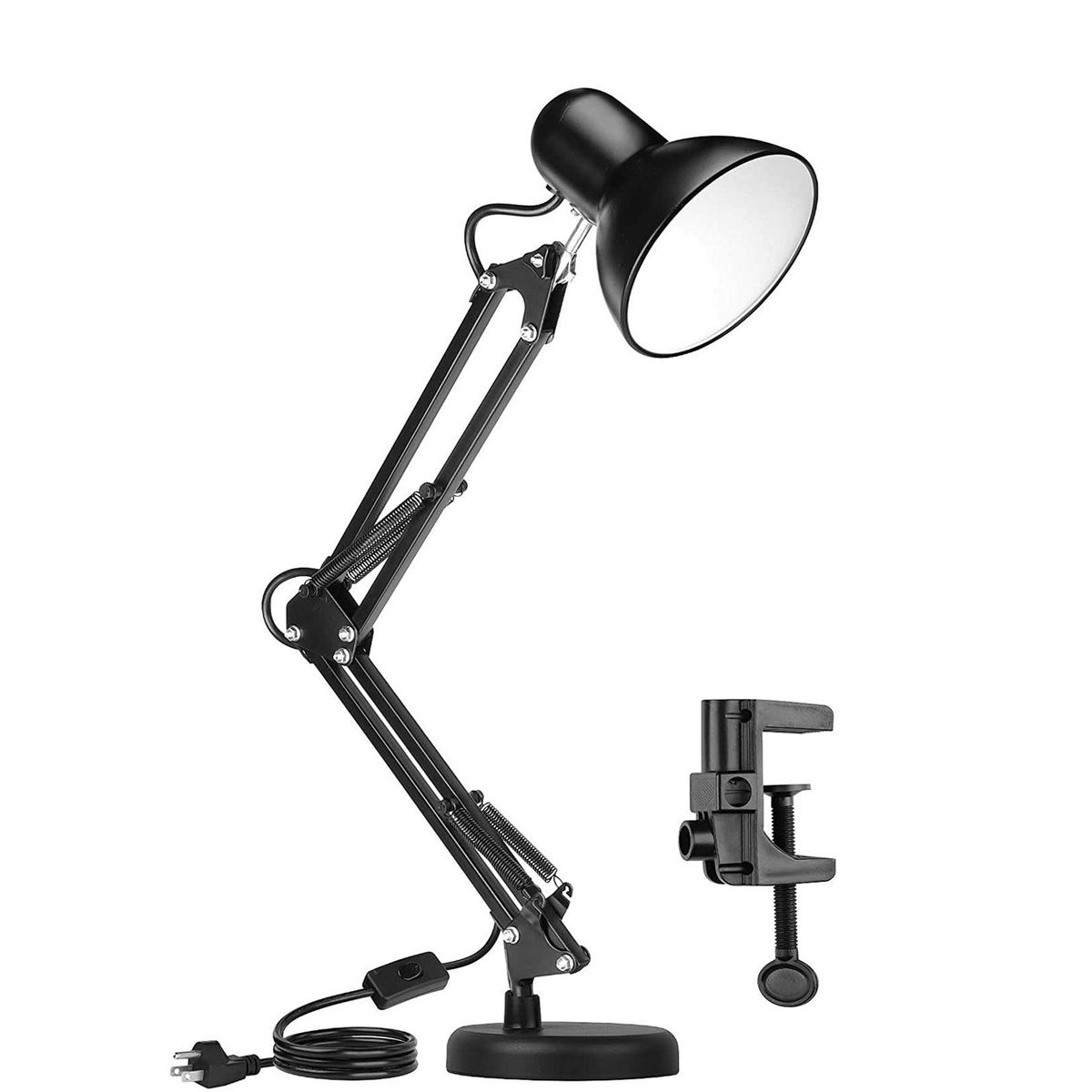 Metal Desk Lamp Study Table Lamp with Adjustable Swing Arm and Clip