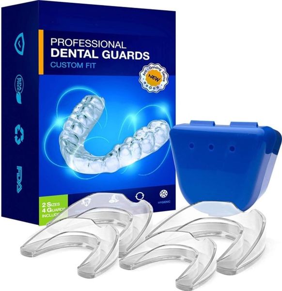 4 Pack Teeth Grinding Mouthguards Support Bruxism Anti-snoring Night Guard