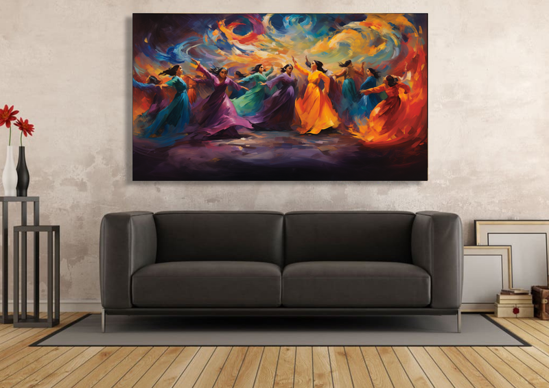 Canvas Wall Art - Spirited GatheringFigures Abstract - HC1161