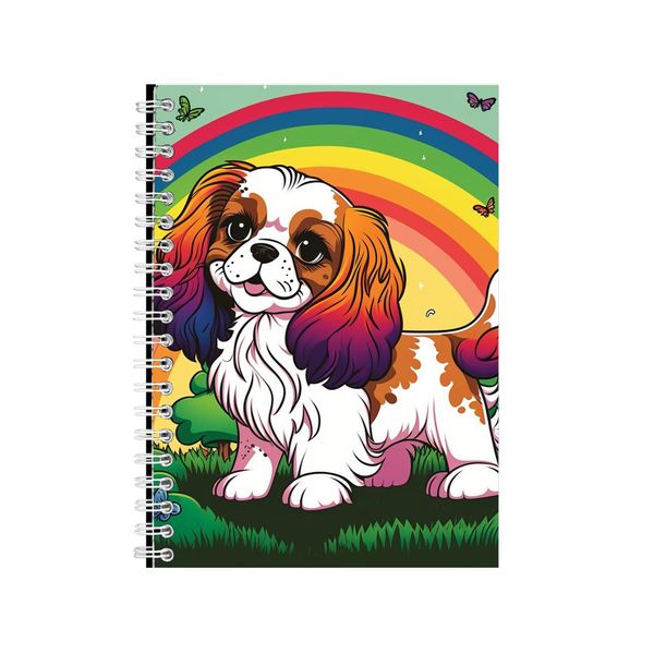 Rainbow Background Cavalier Puppy Notebook Gift Idea A4 Notepad Pad 82