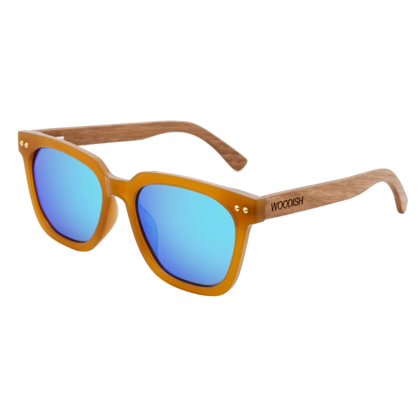 Polarized Walnut Blue Lens Sunglasses S2116 For Women