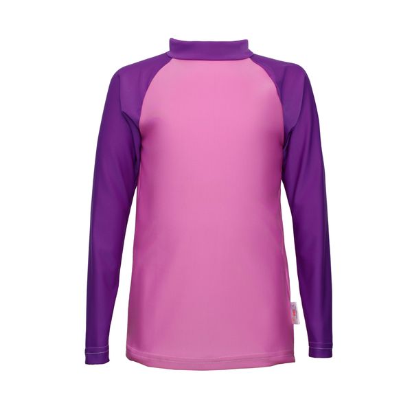 Swim Rash Vest Beachwear, Long Sleeves, High Neck Cover - Purple