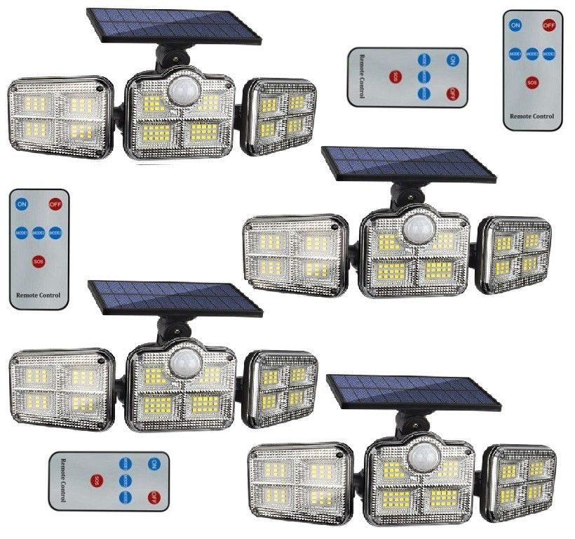 4 x JD 3PC Solar Powered Human Motion Sensor Light Lamp with Remote Control
