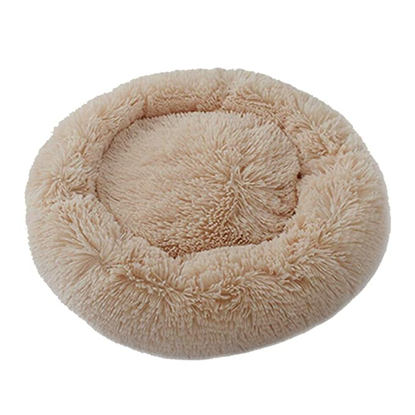 60cm Round Shape Ultra Soft Dog Donut Pet Bed - Cream