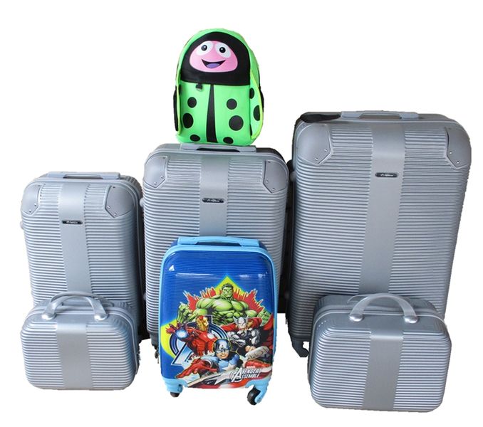 5-Piece ABS Luggage Set with Avengers Kids Trolley &amp; Green Ladybug Bag