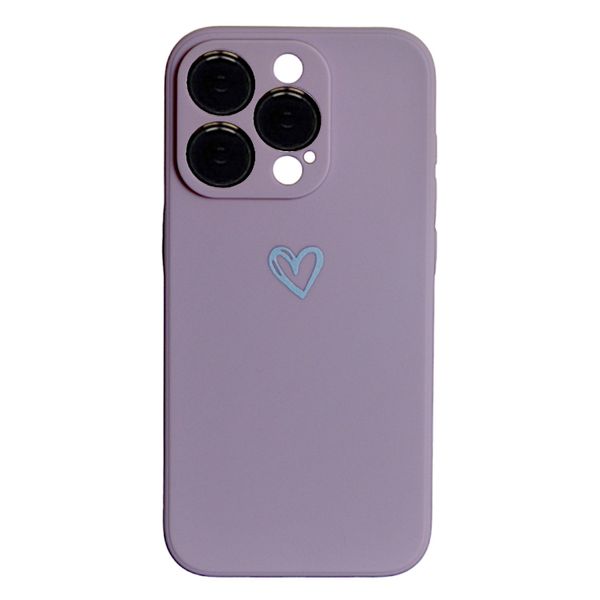 Purple - Phone Case with a Blue Heart - Iphone 15 Pro