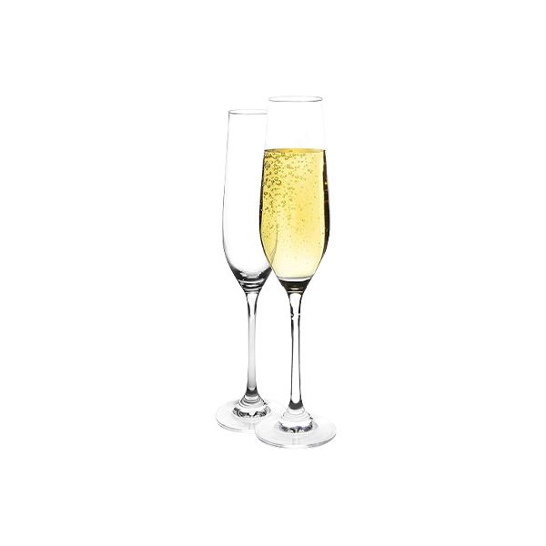 Crystal Champagne Drinking Glasses - 220ml - Set of 6