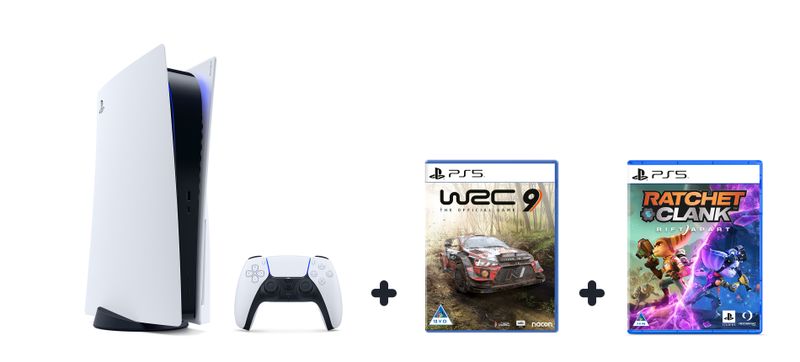 PlayStation 5 Console + Ratchet &amp; Clank: Rift Apart + WRC 9 (PS5 Bundle)
