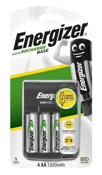 Energizer Base Charger USB + 4x NiMH AA 1300mAh Batteries