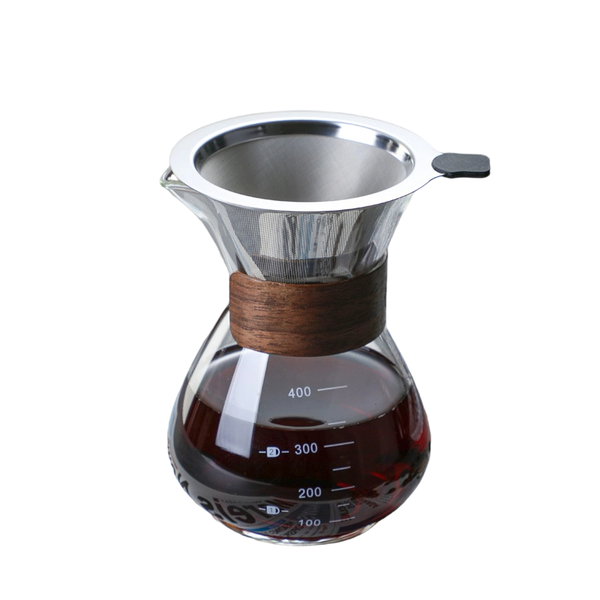 400ml Drip Coffee Pot, Pour over Coffee Maker Wooden Collar Preventing Burn