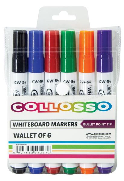 Collosso Whiteboard Markers Bullet Point - Wallet 6