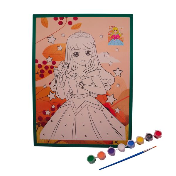 A3 40x30cm Princess2 Painting Canvas with Durable Frame and 8 Colour Paints