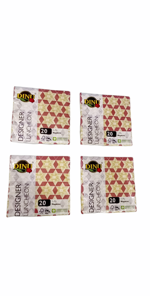Dinu - 3 Ply Printed Serviettes -20 X 4 Pack - Gold