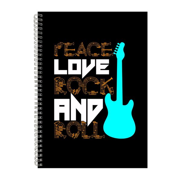 Peace Love Rock And Roll Notebook Music Gift Idea A4 Notepad 146