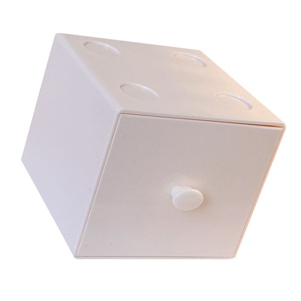 Plastic Desktop Storage Box with Drawer 9x9.2x8cm Stackable Organizer White
