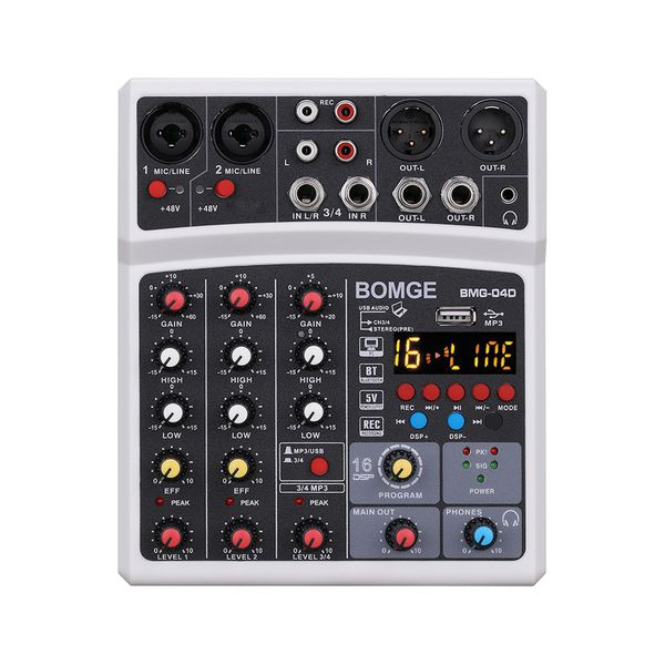 4-Channel BT Mixer, USB, 16 DSP Effects, Portable