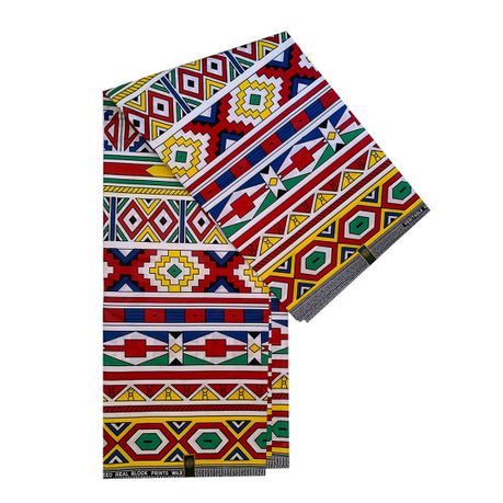 African Print Fabric Block Wax Ndebele 6 Yards