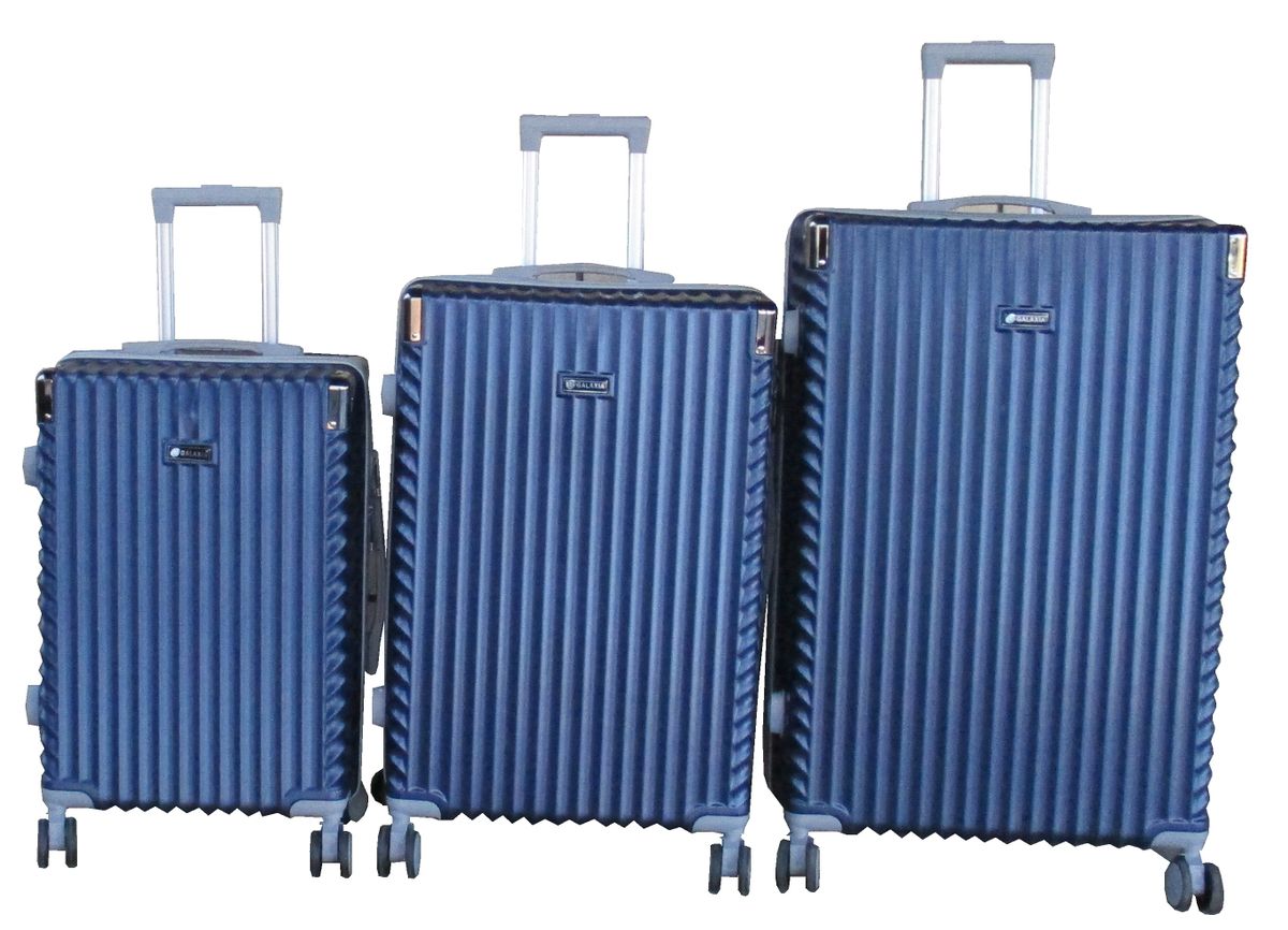 Durable ABS 3-Piece Luggage Set - Navy, Spinner Wheels, Built-in Lock