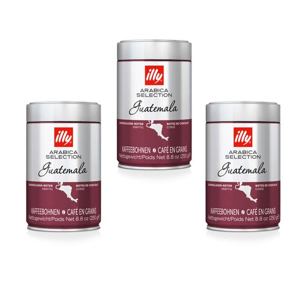 illy Coffee Bean Guatemala - Monoarabica Coffee Beans - 3 x 250g Tin