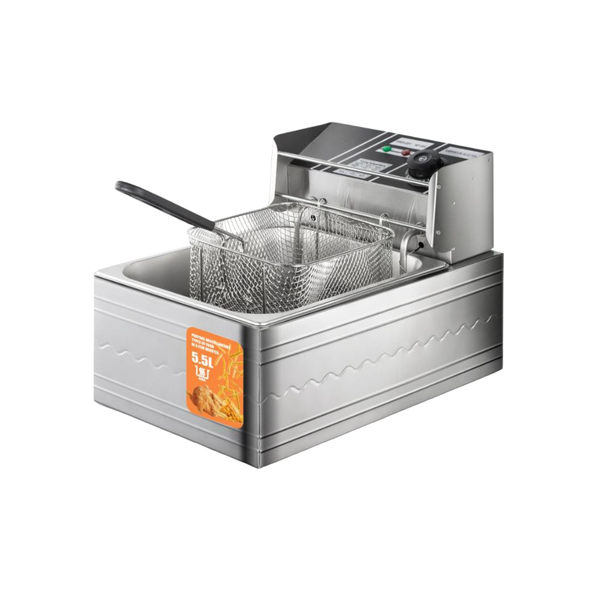 Deep Fryer 5.5L - Adjustable Temp, Stainless