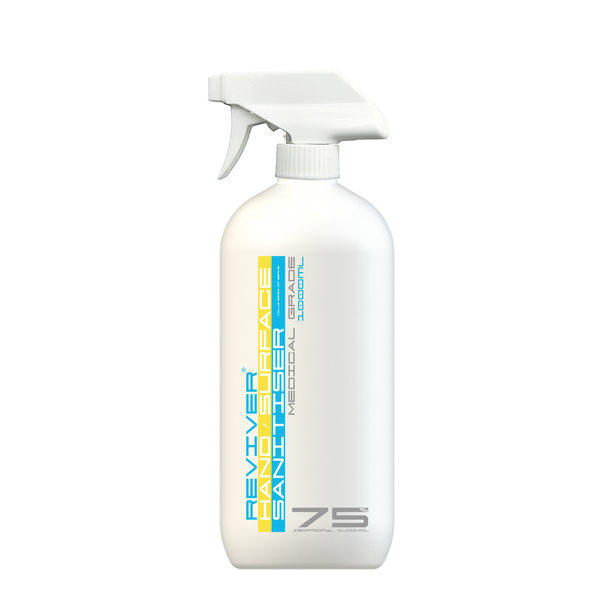 Reviver Hand &amp; Surface Sanitiser 1Litre Trigger Spray 75% Isopropyl Alcohol