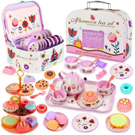 46 Piece Princess Tea Party Set Pretend Play Kitchen Toys For