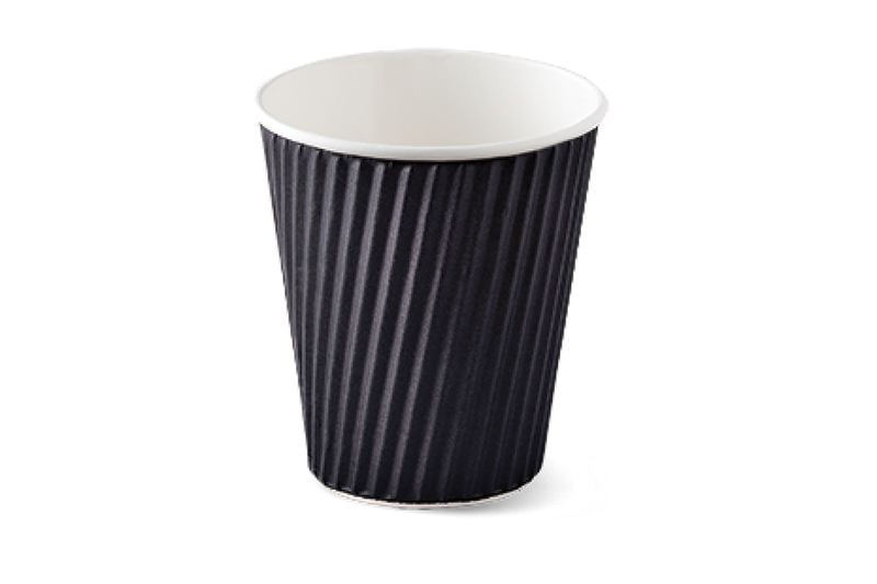 Kraft Black Ripple Disposable Paper Coffee Cups with Lids 20 pack
