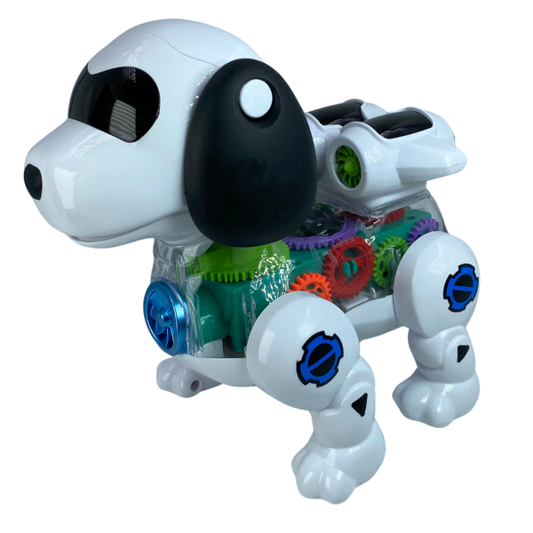 Interactive Transparent Electric Gear Robot Dog Toy for Kids
