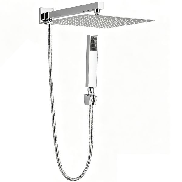 20x20cm Slim Stainless Steel Rain Shower Head with Handheld Chrome