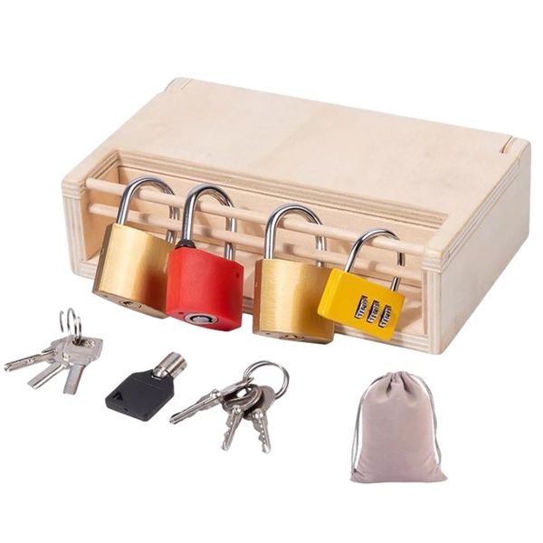 Toy Montessori Toys Locks and Keys Toy Set Sensory Teaching Aids set of 9